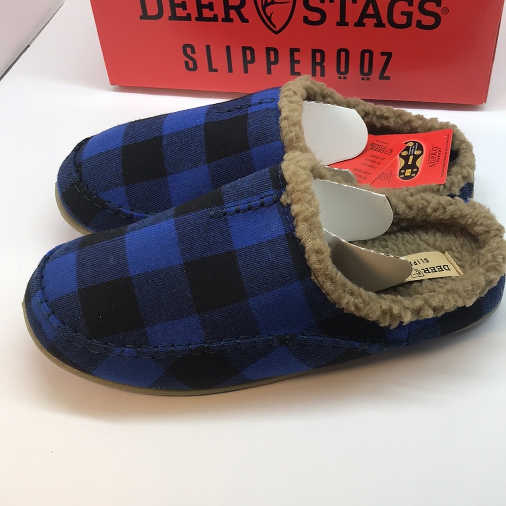 DEER STAGS Men’s  Indoor/Outdoor Slipper  Size 12M Blue & Black Color